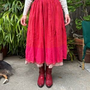 Runaway Bicycle Vibrant Pink Plaid Reversible Skirt w/ pockets XS cotton